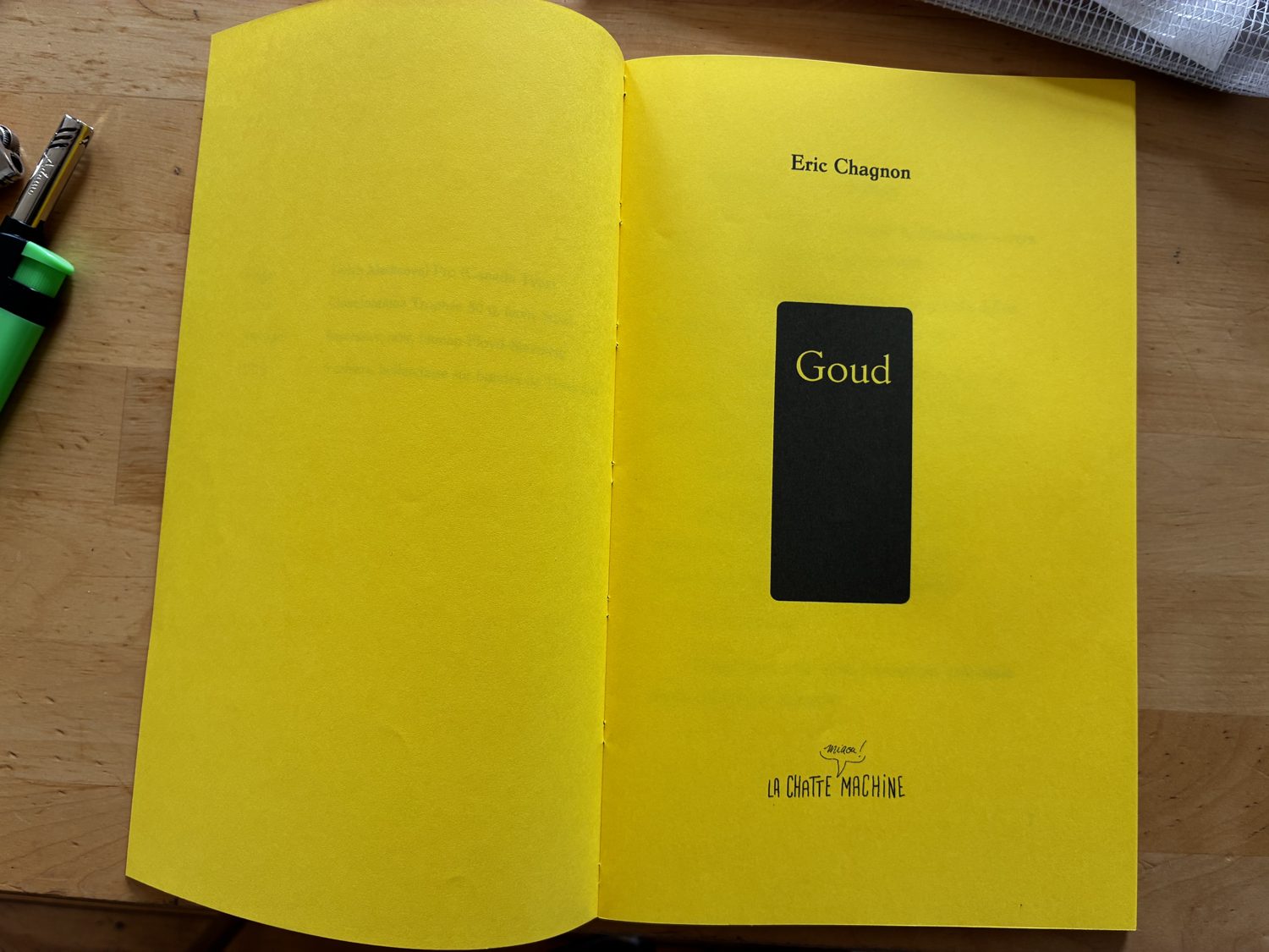 Goud, livre d'artiste : papier jaune saturé, images imprimées en noir
